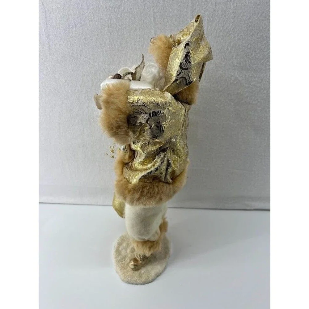 Vintage Kmart Santa Clause Figurine Gold &‎ White Ornate with Bag and Gifts 14